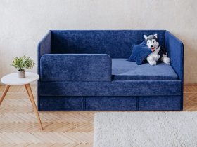 Диван-кровать Happy (синий) в Легостаево - legostaevo.mebel-nsk.ru | фото