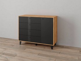 Комод «Катрин-13» ( дуб крафт золотой/карбон вулкан) в Легостаево - legostaevo.mebel-nsk.ru | фото