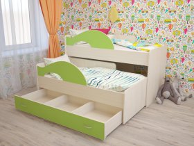 Кровать детская двухуровневая Радуга 80*160 в Легостаево - legostaevo.mebel-nsk.ru | фото