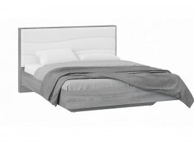 Кровать двуспальная 1,6 м «Миранда» Тип 1 (Дуб Гамильтон/Белый глянец) в Легостаево - legostaevo.mebel-nsk.ru | фото