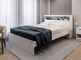 Кровать двуспальная 1,6м Бруклин СБ-3356 (белый) в Легостаево - legostaevo.mebel-nsk.ru | фото
