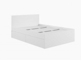 Кровать двуспальная с ящиками 1,4м Мадера-М1400 (белый) в Легостаево - legostaevo.mebel-nsk.ru | фото