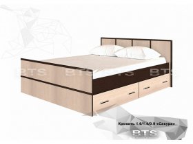 Кровать двуспальная с ящиками 1,4м Сакура (BTS) в Легостаево - legostaevo.mebel-nsk.ru | фото