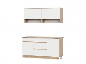 Кухонный гарнитур 1,6м Брауни (дуб делано/белый) в Легостаево - legostaevo.mebel-nsk.ru | фото