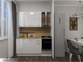 Кухонный гарнитур МДФ Выгодно и точка 1,5 м (белый глянец) в Легостаево - legostaevo.mebel-nsk.ru | фото