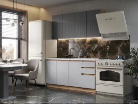 Кухонный гарнитур Ника 1,6 м (графит/серый софт) в Легостаево - legostaevo.mebel-nsk.ru | фото