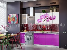 Кухонный гарнитур Орхидея (фиолетовый) в Легостаево - legostaevo.mebel-nsk.ru | фото