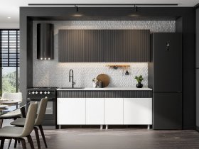Кухонный гарнитур София (2,0м) (бланж/графит матовый) в Легостаево - legostaevo.mebel-nsk.ru | фото
