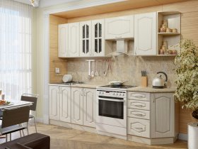 Модульная кухня Классика-1 (дуб молочный) в Легостаево - legostaevo.mebel-nsk.ru | фото
