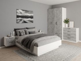 Модульная спальня Гамма (белый/цемент) в Легостаево - legostaevo.mebel-nsk.ru | фото