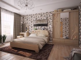 Модульная спальня Виктория-1 (дуб сонома) в Легостаево - legostaevo.mebel-nsk.ru | фото