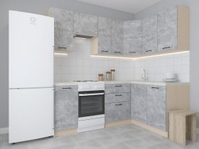 Модульная угловая кухня 1,4м*2,1м Лада (цемент) в Легостаево - legostaevo.mebel-nsk.ru | фото