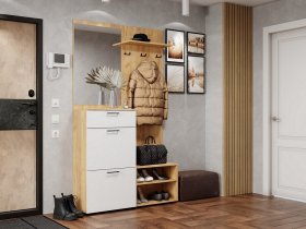 Прихожая Монтана (дуб крафт золотой/белый) в Легостаево - legostaevo.mebel-nsk.ru | фото