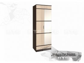 Шкаф двухстворчатый с зеркалом платяной-бельевой Сакура (BTS) в Легостаево - legostaevo.mebel-nsk.ru | фото
