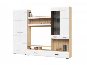 Стенка ГС-01 Либерти (дуб сонома/белый глянец) в Легостаево - legostaevo.mebel-nsk.ru | фото