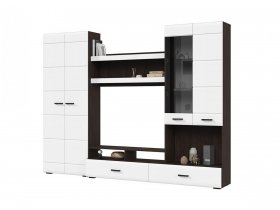 Стенка ГС-01 Либерти (венге/белый глянец) в Легостаево - legostaevo.mebel-nsk.ru | фото