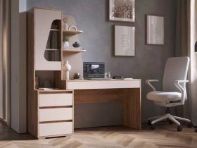 Стол компьютерный Пифагор (дуб вотан/кашемир) в Легостаево - legostaevo.mebel-nsk.ru | фото
