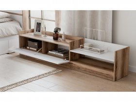 Тумба под ТВ Брауни (дуб делано/белый) в Легостаево - legostaevo.mebel-nsk.ru | фото