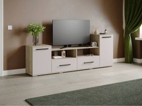 Тумба под ТВ Парус-2 (дуб крафт серый/кашемир) в Легостаево - legostaevo.mebel-nsk.ru | фото